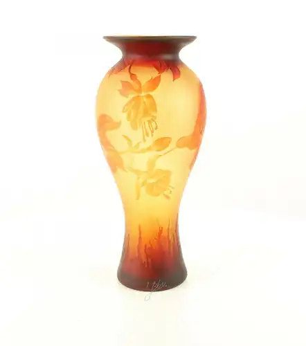 9973535-dss Glas Cameo Baluster Vase Kolibri 20x45cm neu