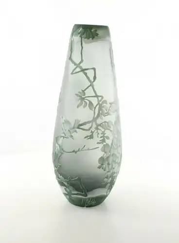 9973522-dss Glas Cameo Vase Zaunkönig 19x48cm neu