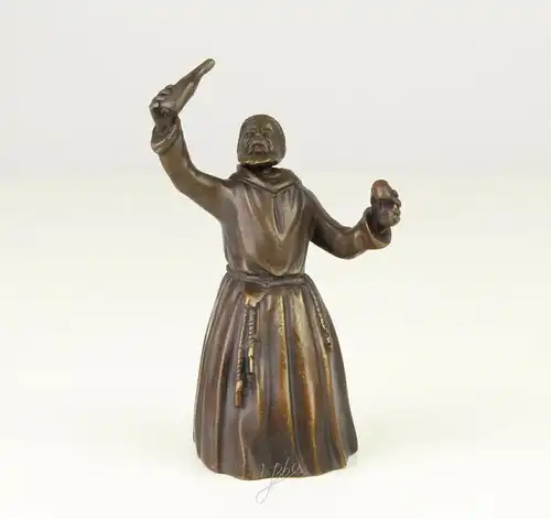 99937636-dss Bronze figürliche Glocke trinkender Mönch mit Bart neu