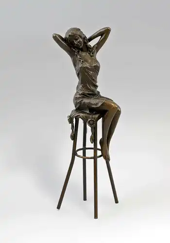 Bronze Frau auf Barhocker Collinet 9937937-dss