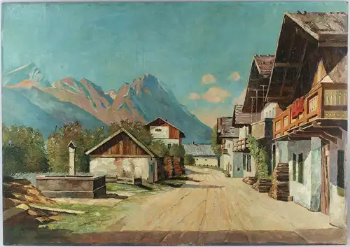 8460015 Ölgemälde signiert Zimmer Garmisch-Patenkirchen Alpen Zugspitze um 1920
