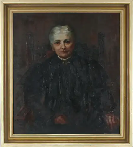 8460009 Ölgemälde signiert Emilie von Palmenberg Porträt einer älteren Dame 1909