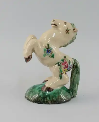 8445004 Keramik Figur Bäumendes Pferd Parus Speck & Co. um 1930 Laufglasur