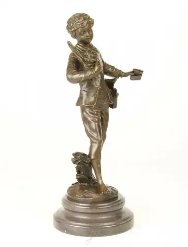 99937983-dss Bronze Skulptur Junge Bub Lausbub stromern barfuß Figur neu