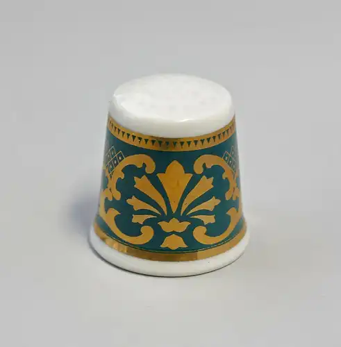 Kämmer Porzellan Fingerhut Blume Ornament gold/grün 2,5x2,6cm 9988234