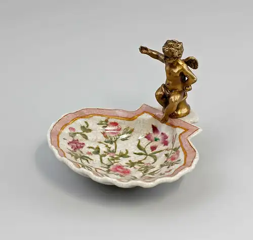 9937900-dss Keramik Messing Muschelschale mit Putto Blumen Jugendstil