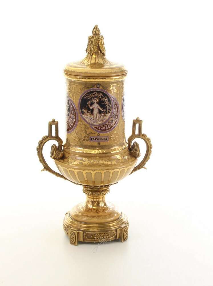 9937900-dss Keramik Messing Muschelschale mit Putto Blumen Jugendstil