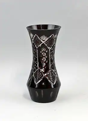 99835151 dunkelrote Glas Überfang-Vase Böhmen
