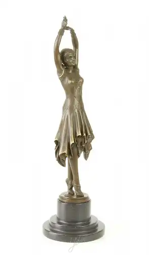 9973313-dss Große Bronze Skulptur Pariser Varieté Tänzerin Art déco 13x13x45cm