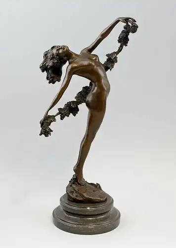 9937936-dss Bronze Skulptur Weiblicher Akt Collinet Allegorie Bacchus Wein H42cm