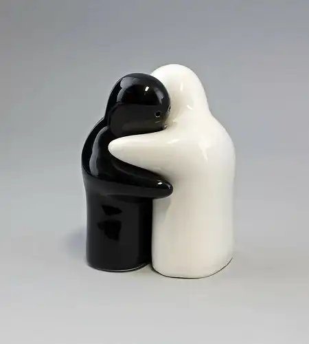 9946172 Keramik Salz-/Pfeffer-Streuer Geister sich umarmend schwarz-weiß H13cm