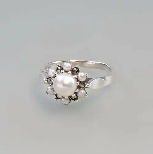 9927573 925er Silber Perlen Markasiten Ring  Gr.56