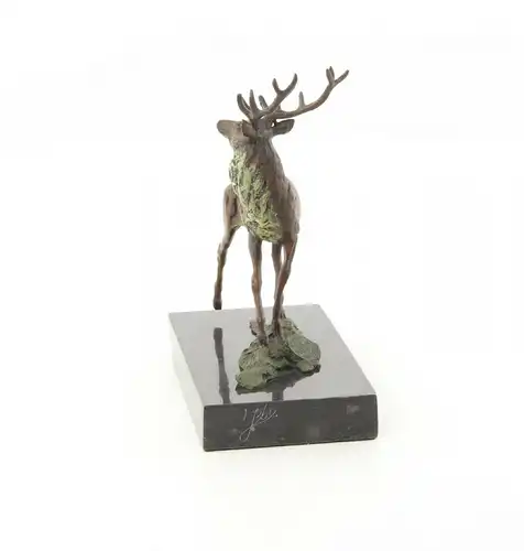 9973489-dss Bronze Skulptur Figur Rothirsch Hirsch 15x7x13cm