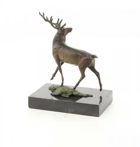 9973489-dss Bronze Skulptur Figur Rothirsch Hirsch 15x7x13cm