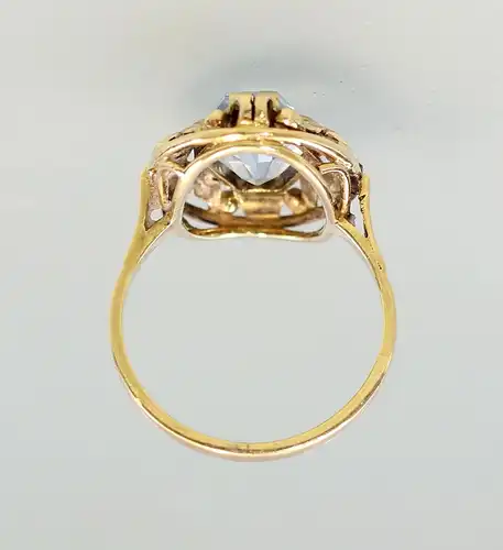 8525033 585er Gold Blautopas-Ring alt Handarbeit