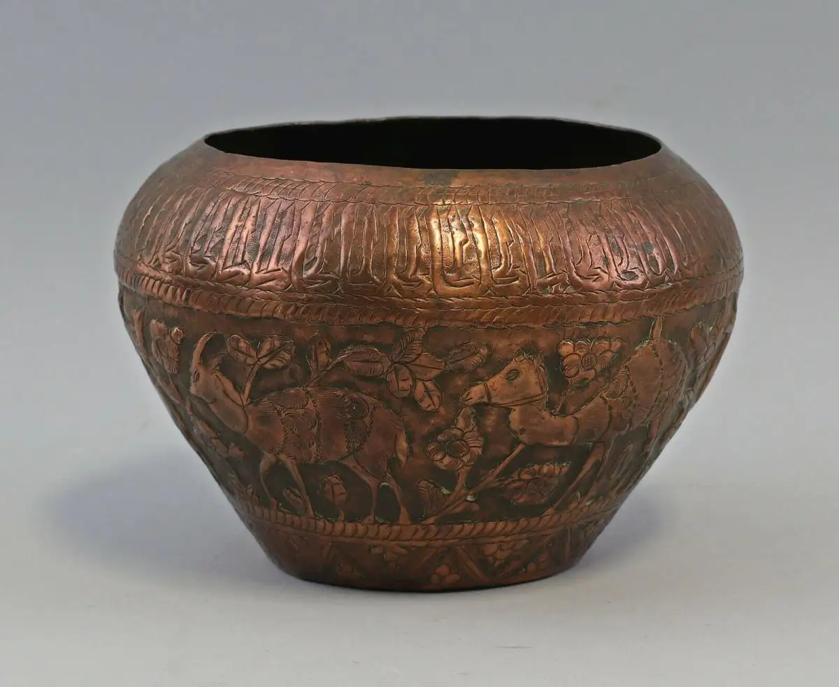 99833198  Vase Übertopf Blumentopf Vorderasien Orient Kupfer/Messing antik 1