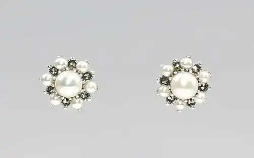 9927580 925er Silber Perlen Markasiten Ohrringe Antikstil