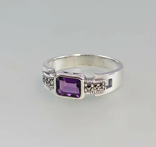 9927180 925er Silber Markasiten Ring Amethyst Gr.53