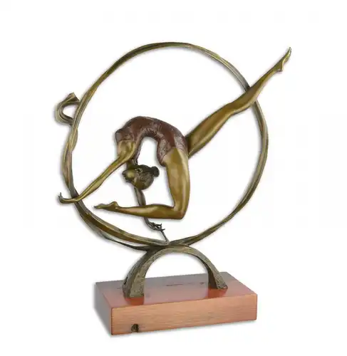 9973621-dss Bronze Figur Skulptur Akt Mädchen Nackte im Reifen 44x16x50cm