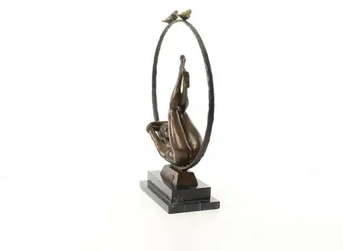 9937559-dss Bronze Figur Skulptur Akt Mädchen Nackte im Reifen 37x13x47cm