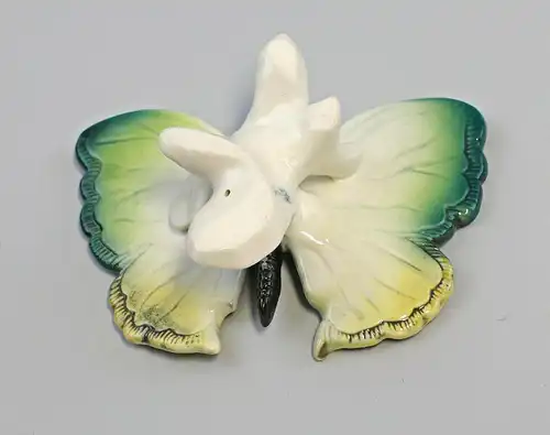 9959543 Porzellan Figur Schmetterling grün auf Blattsockel Ens 11x8x6cm