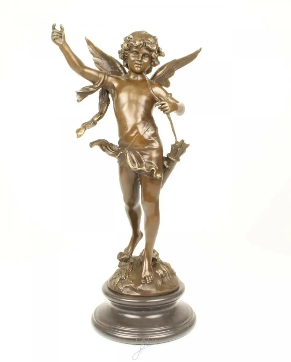 9973353-dss Große Bronze Skulptur Amor Engel Gott der Liebe 27x37x71cm 0