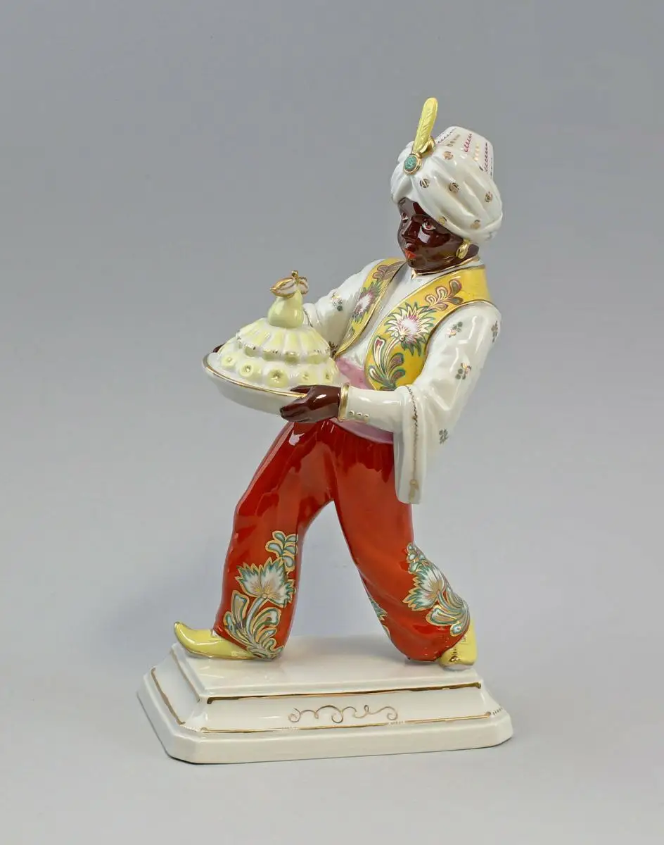 8440004 Porzellan Figur Mohr Obst Schale rot/gelb Kämmer Volkstedt Schlesinger 0