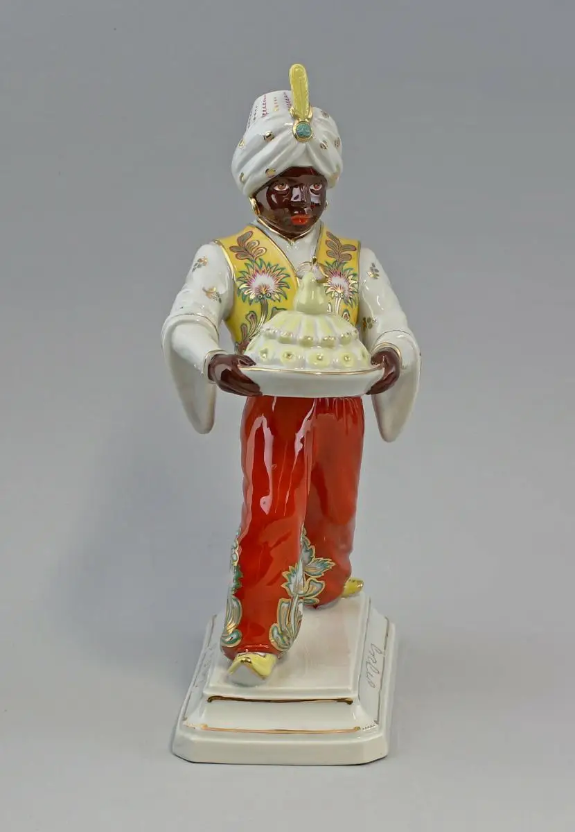 8440004 Porzellan Figur Mohr Obst Schale rot/gelb Kämmer Volkstedt Schlesinger 5