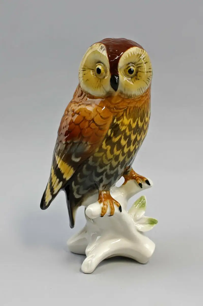 9941525 Eule Porzellan Figur Vogel Wald-Kauz Ens H14cm 0