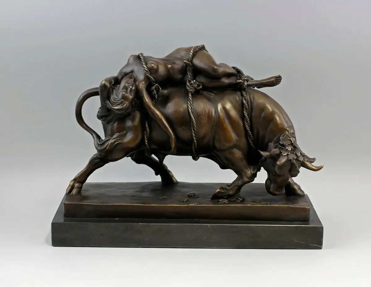 9973067-dss Große Skulptur Bronze Figur Europa auf dem Stier erotisch 44x21x33cm 0