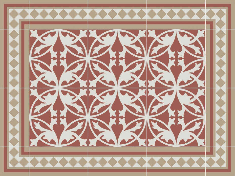 Retro Fliesen Rot Platzdeckchen Tischset Vinyl Vintage Nostalgie