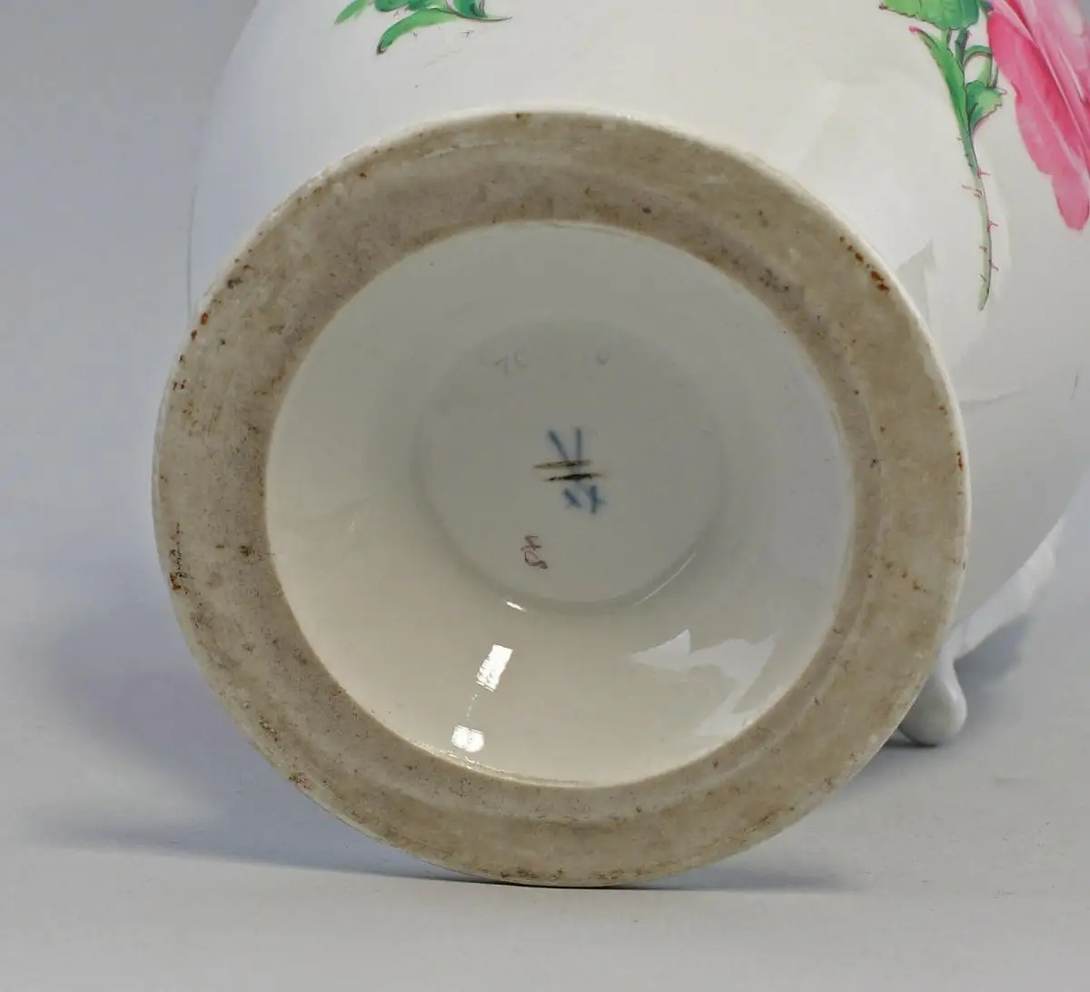 8340111 Kaffee-Kanne Meissner Rose Schwanenhenkel 1.H.19.Jh. Meissen 1