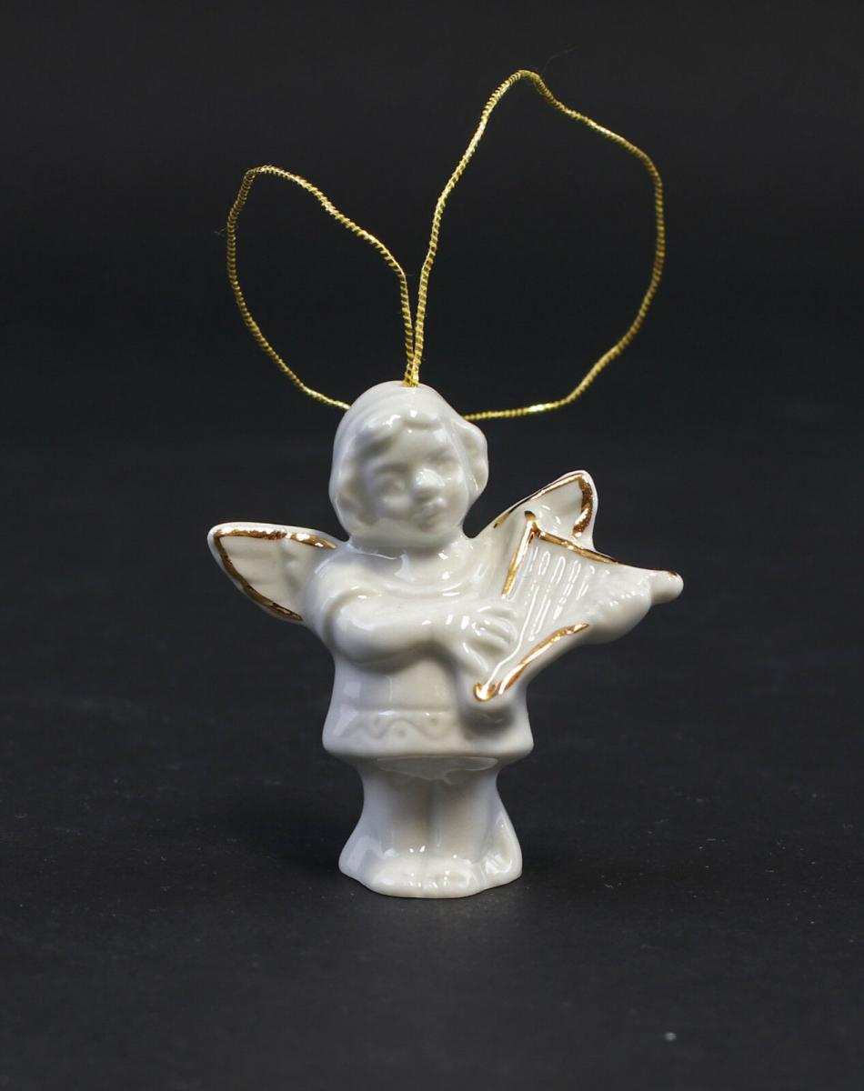 Porzellan Figur Wagner Apel Engel Harfe Weihnachtsbaum Weiss Gold 4 5cm Nr Oldthing Andere Manufakturen