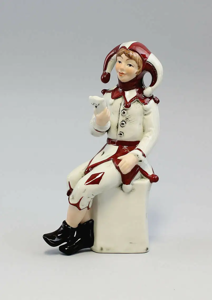 9942210 Porzellan Figur Eulenspiegel Narr rot Karneval Wagner & Apel H18cm 0