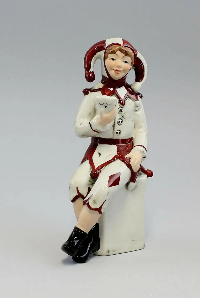 9942210 Porzellan Figur Eulenspiegel Narr rot Karneval Wagner & Apel H18cm 1
