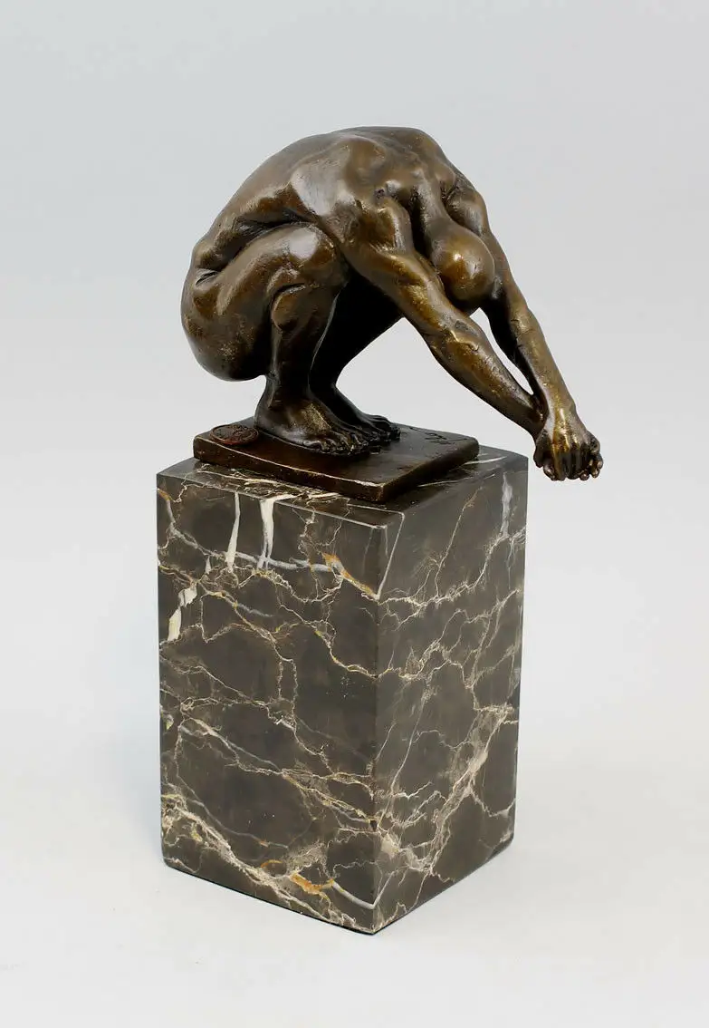 9937415 Bronze Skulptur Figur Mann nackt Kopfsprung Schwimmer sign.Milo 14x23cm 0