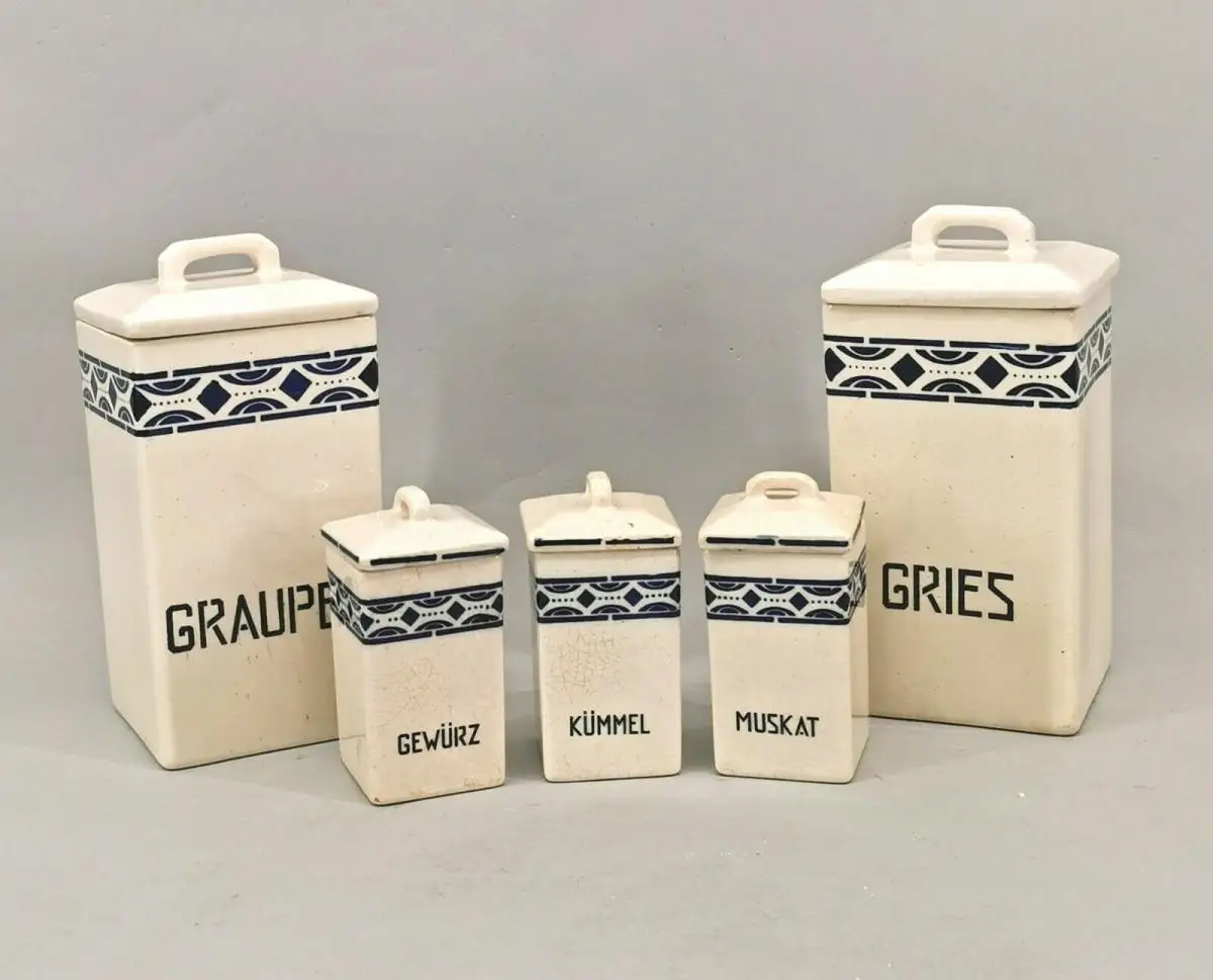 8645060 Keramik Garnitur Art deco 5 Vorratsdosen 0