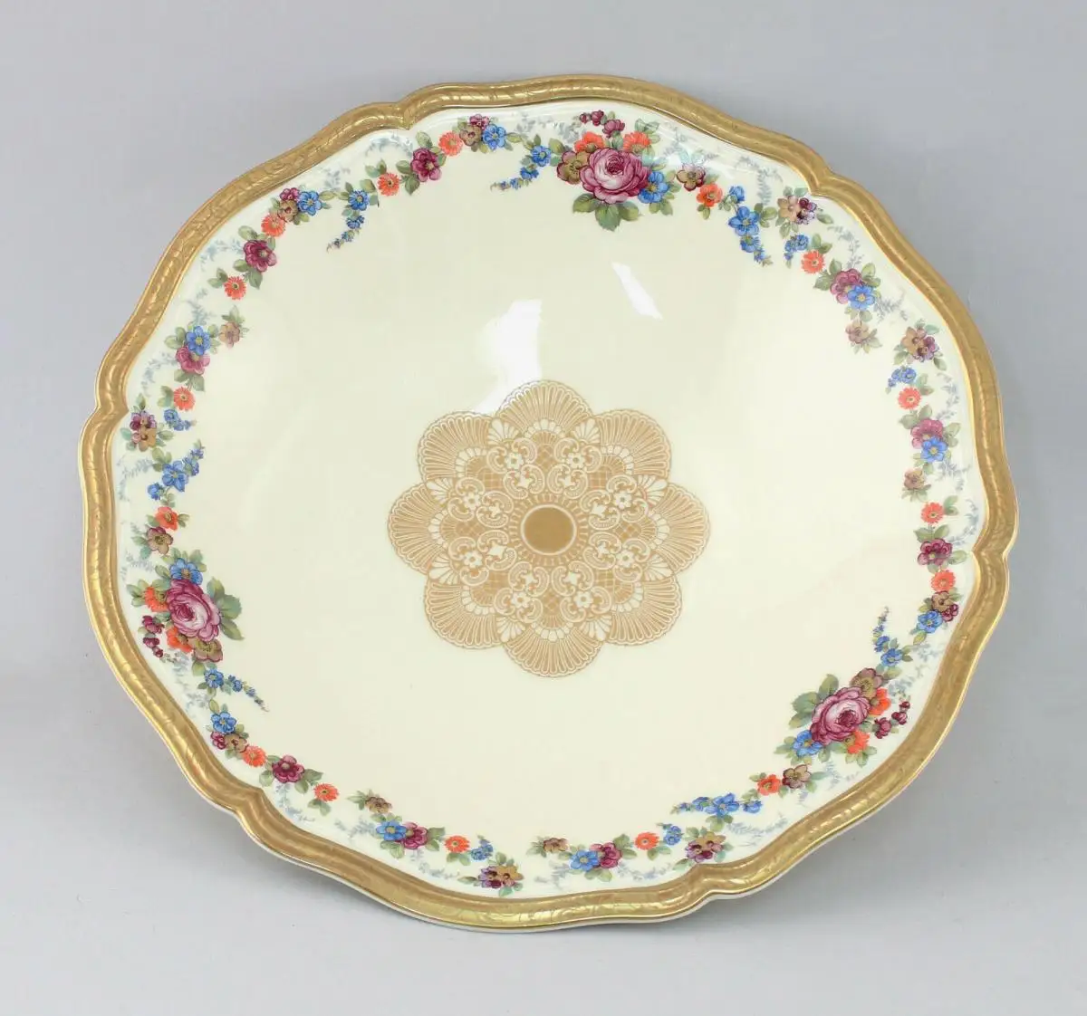8640164 Porzellan Fußschale Rosenthal Blumendekor Chippendale 0