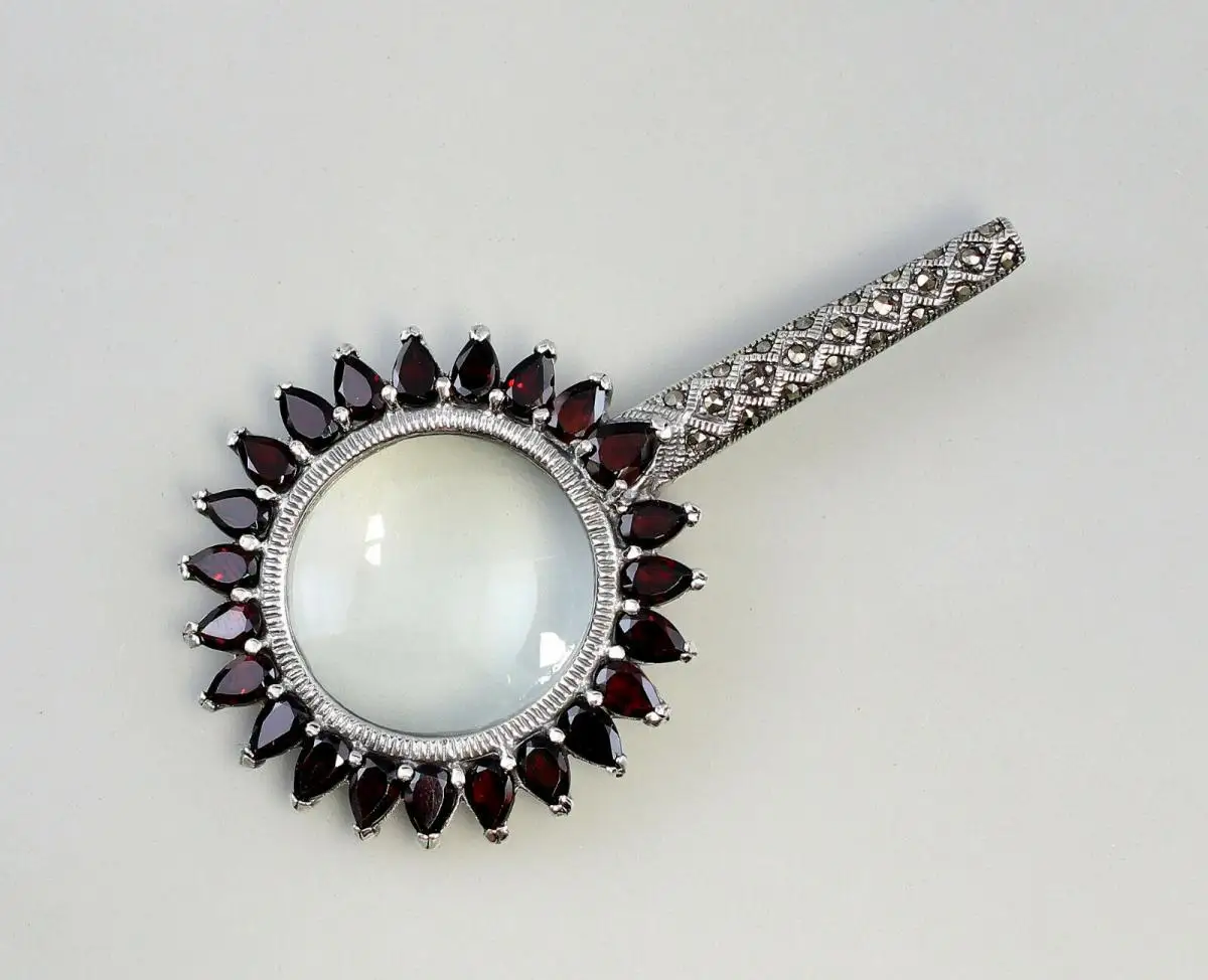 9927538 925er Silber Anhänger Lupe mit Granat und Markasiten 0