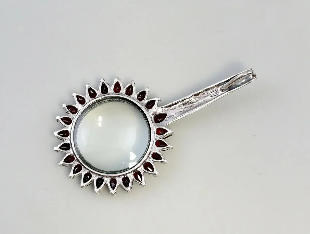 9927538 925er Silber Anhänger Lupe mit Granat und Markasiten 1