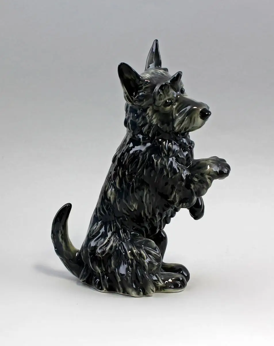9941585 Ens Porzellan Figur Terrier sitzend schwarz Hund 14x9x24cm 0