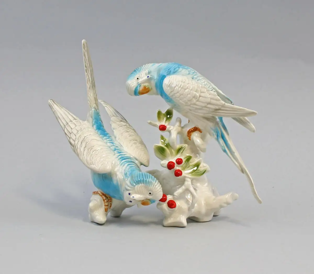 9959366 Porzellan Ens Figur Wellensittich-Paar türkis weiß 16x18cm 0