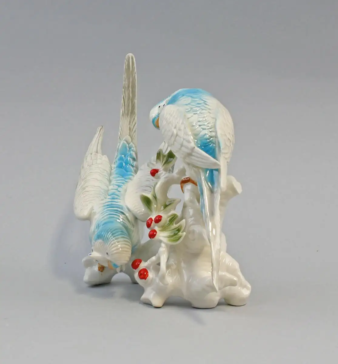 9959366 Porzellan Ens Figur Wellensittich-Paar türkis weiß 16x18cm 1