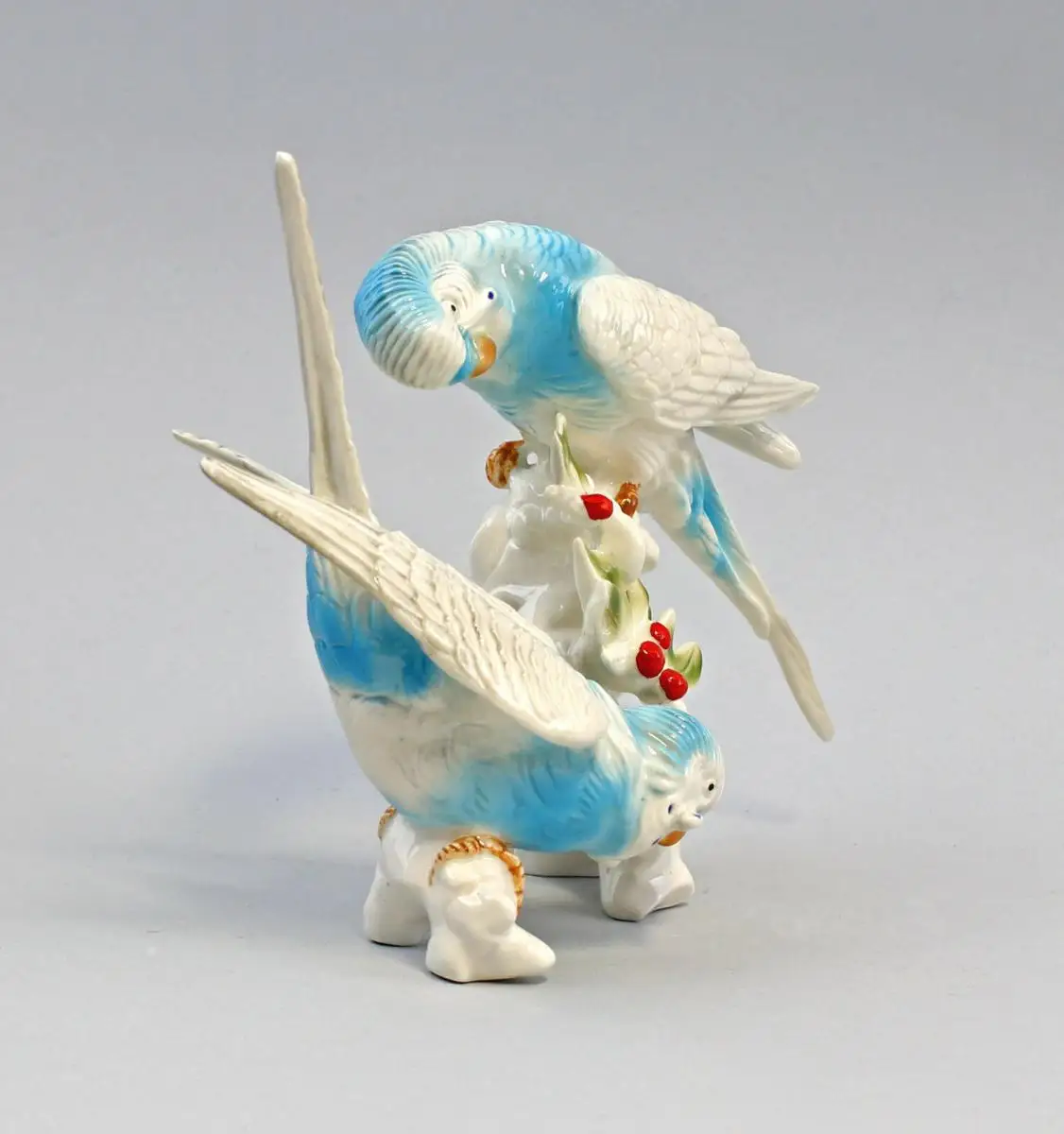 9959366 Porzellan Ens Figur Wellensittich-Paar türkis weiß 16x18cm 3