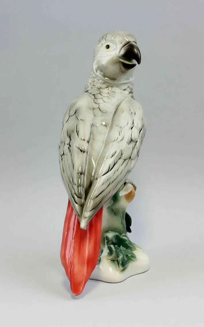 9942100-ds Wagner&Apel Porzellan Figur Ara Grau-Papagei H22cm 2