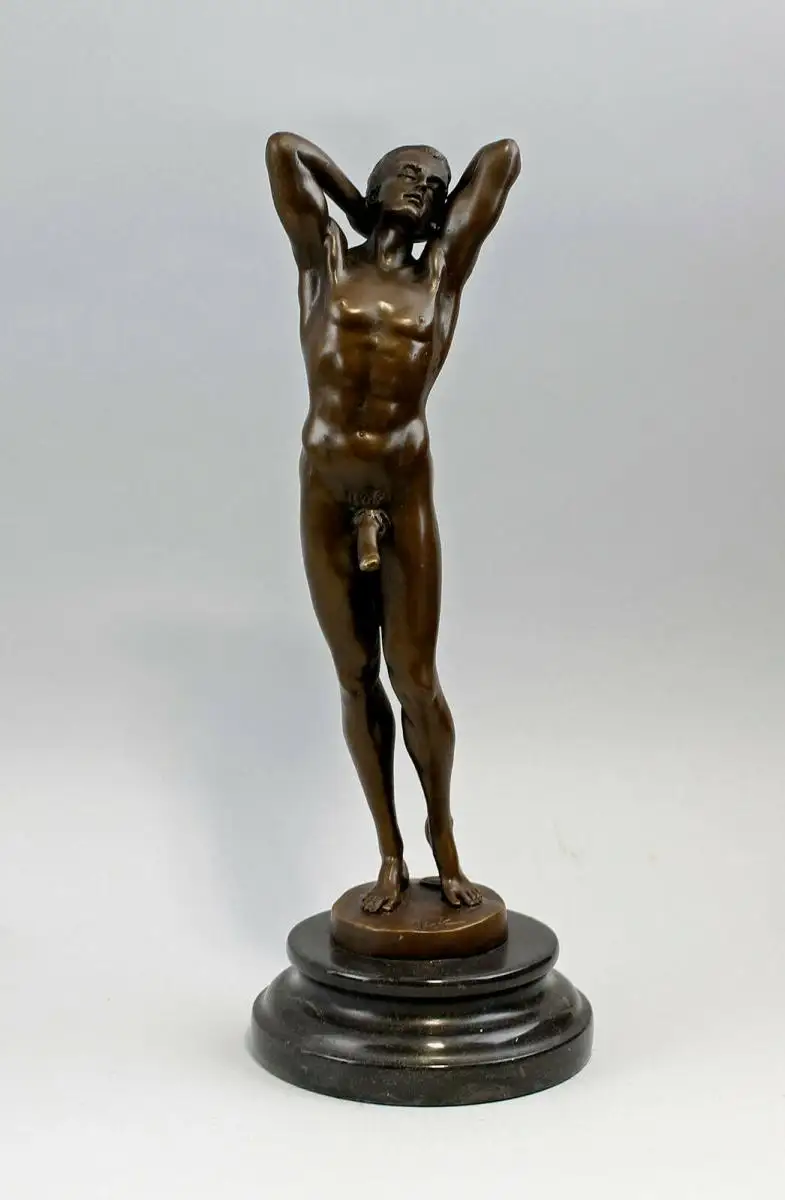 9937821-x erotsiche Bronze Figur Skulptur Nick männlicher Akt H33cm 0
