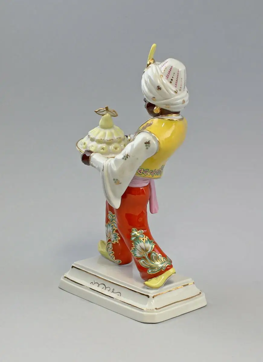 8440004 Porzellan Figur Mohr Obst Schale rot/gelb Kämmer Volkstedt Schlesinger 2