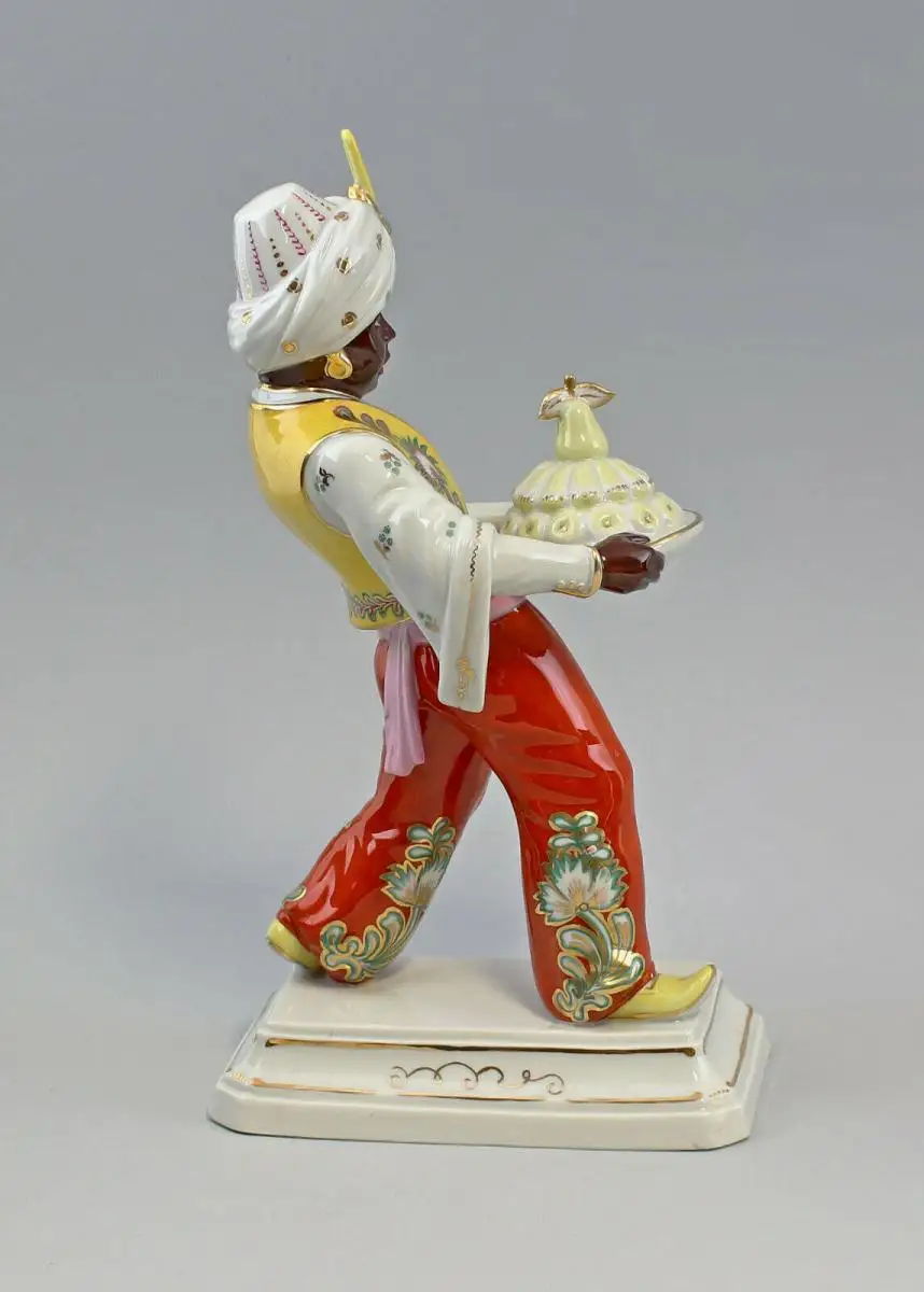 8440004 Porzellan Figur Mohr Obst Schale rot/gelb Kämmer Volkstedt Schlesinger 4