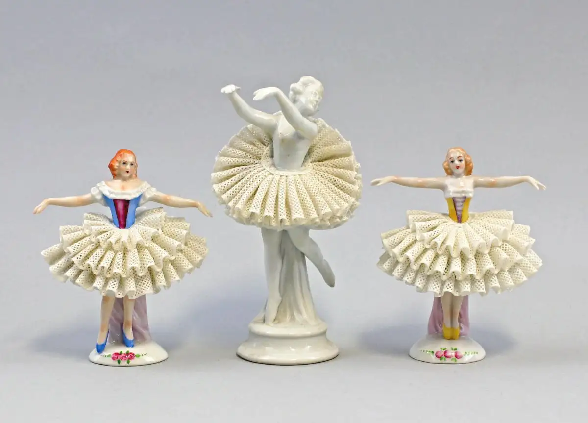 8340219 3 Porzellan-Figuren Spitzentänzerinnen Ballett Sitzendorf Thüringen 0