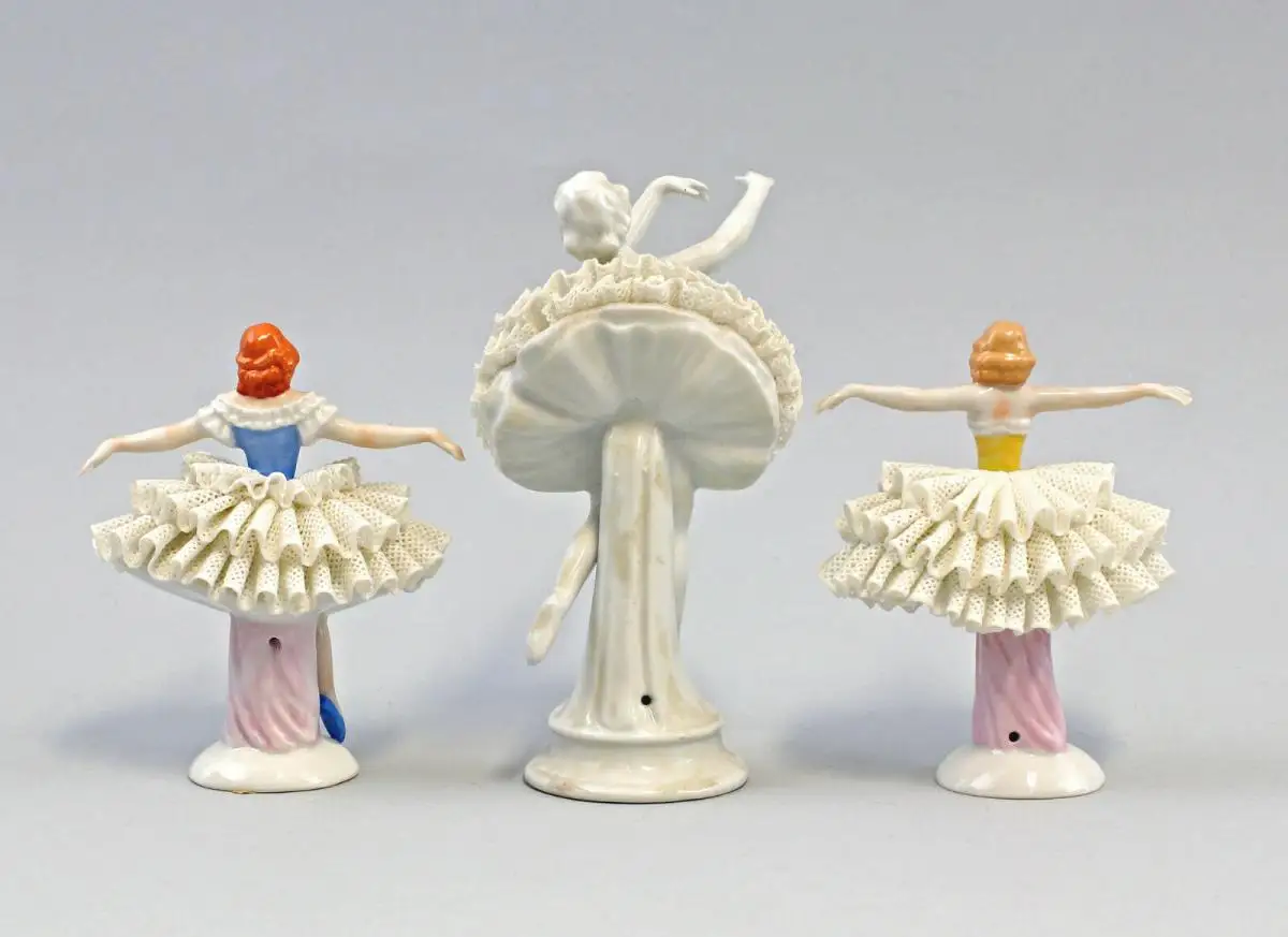 8340219 3 Porzellan-Figuren Spitzentänzerinnen Ballett Sitzendorf Thüringen 2